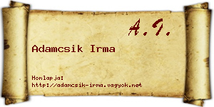 Adamcsik Irma névjegykártya